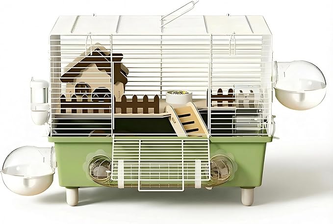 18.5 Inch Chewproof Metal Hamster Cage - All-in-One Habitat with Wheel, Hideout, Platforms for Dwarf Hamster, Mice, Rats, Guinea Pig