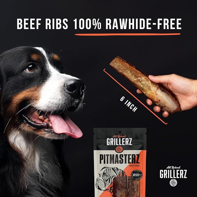 Grillerz Pitmasterz Ribs, 3 Count, All Natural Dog Treats for All Breeds, Dog Chews for Healthy Teeth