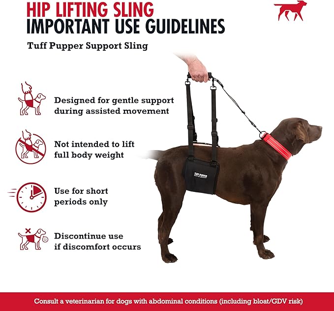 Tuff Pupper Dog Sling Hip Harness | Rear Lift Support for Senior & Injured Dogs | Adjustable Mobility Aid | Strong Padded Handle | Comfortable Design | Hip & Hind Leg Assistance (Large, Female)