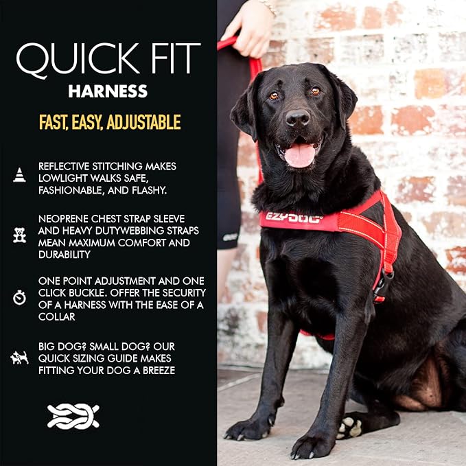 EzyDog Quick Fit Dog Harness – No Pull Harness for Training, Everyday Walking, and Easy Control - Adjustable Fit, Reflective, and Padded (Large, Pink Camo)