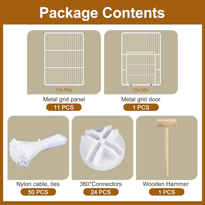VISCOO 12 Panels Small Animal Playpen,Pet Playpen,C&C Cage for Guinea Pigs,Puppy Play Pen,Bunny Playpen Indoor Outdoor, Portable Metal Wire Yard Fence(White)