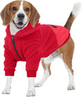 Nanaki Dog Hoodie for Large Dogs-Sweatshirt with Pocket, Long Sleeves Adjustable Warm Fleece Sweater Jacket Boy Girl for Bulldog Pug, Cold Weather Coat for Christmas Holiday Indoor Outdoor Red XL