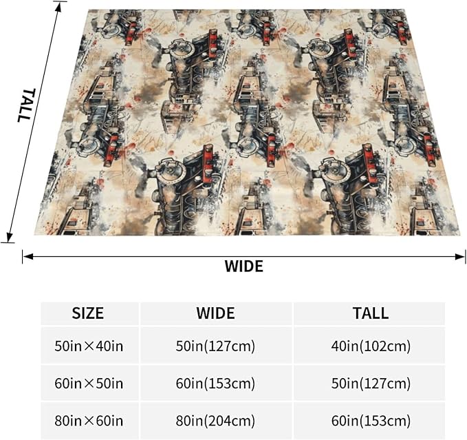 Train Blanket Gifts for Women Men Adults Train Lovers, Vintage Locomotive Plush Fleece Throw Blankets, Cozy Soft Warm Bedding Decor for Sofa Living Room Travel 60"x80"