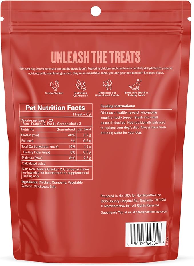 Chicken & Cranberry Flavored Treats - Dog Snacks for Training, Rewards, and Mealtime Toppers - No Artificial Flavors or Colors - Prepared in The USA for Dogs 7oz