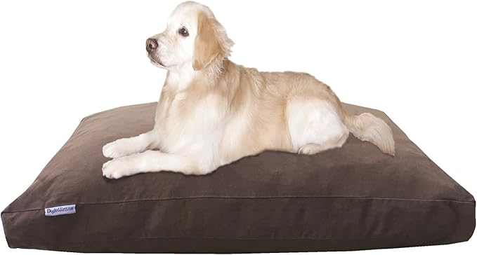 Dogbed4less Jumbo Orthopedic Extreme Comfort Memory Foam Dog Bed for Large Dog, Waterproof Internal Case and Machine Washable External Denim Pet Cover, 55"X47" Pillow, Brown