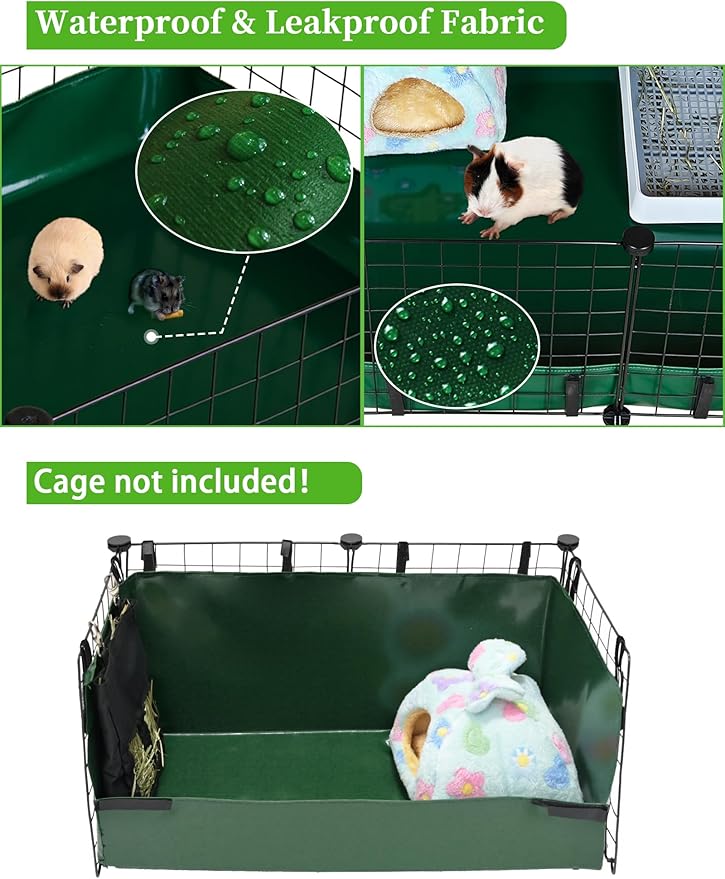 Guinea Pig Cage Liner, for 28"x13" Area Litter Box & Hay Feedder for Guinea Pig Rabbits Hamsters Hedgehogs Ferrets and Other Small Animals. Green