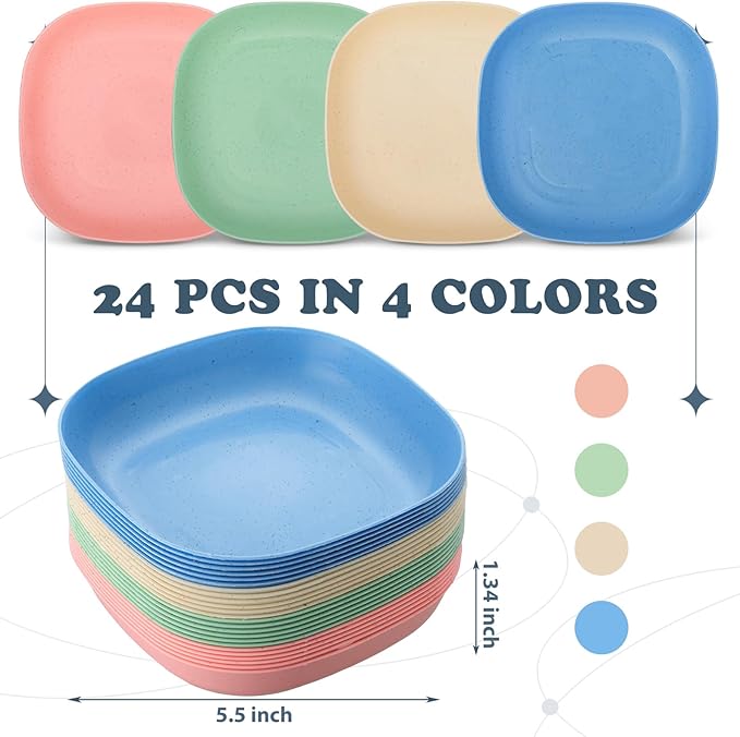 Tioncy 24 Pcs Fatigue Relief Cat Bowl 5.7 Inch Shallow Cat Food Dish Wide and Small Pet Wet Feeding Bowl for Kitten Short Legged Kitten Ferrets Feral Small Animals(Blue, Green, Pink, Beige,Classic)