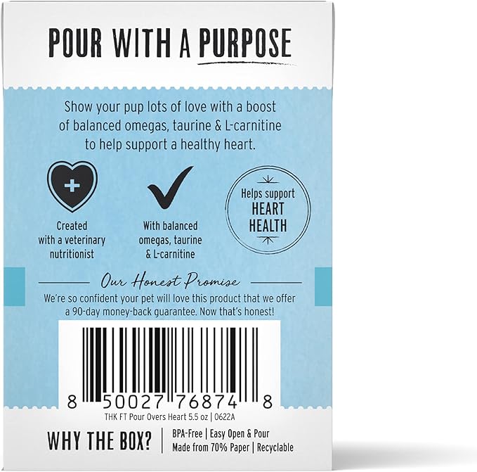 The Honest Kitchen Human Grade Functional Pour Overs: Heart Health - Turkey Broth & Salmon Stew Dog Food Topper, 5.5 oz x12