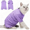 Dotoner Cat Recovery Suit After Surgery Spay Recovery Suit for Female Cats Soft Protective Clothing E-Collar Alternative for Wound Care Post Surgery Apparel(Purple-S)