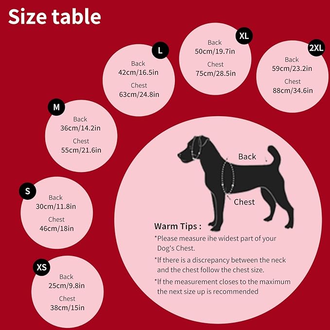 Warm Dog Winter Coat, Fashion Pet Cold Weather Jacket with Built-in Harness, Reflective & Adjustable Comfortable Pet Vest, Windproof Apparel for Small Medium Large Dogs (Red)