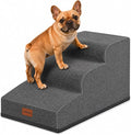 Dog Stairs for Small Dogs and Cats, 15.7" H, 3-Step Curved Pet Ramp for Couch Sofa and Chair, Non-Slip Medium Pet Steps with High Density Foam, Grey