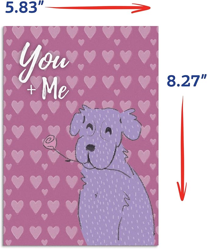 Poochie Post Holiday Edible Greeting Card for Dogs, Bacon-Flavored Valentine's Day Dog Treat Gift with Edible Ink Pen, "You + Me" Design, Gluten & Grain Free, Made in USA