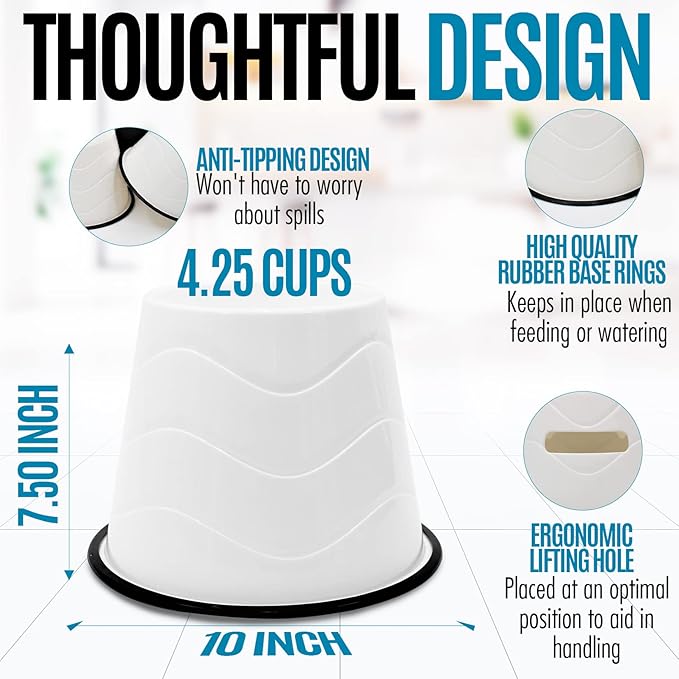 No Slip Base Elevated Bowls for Dogs Wearing Cone - Raised Bowls for Large Dogs - 2 Pair