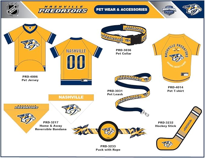 NHL Nashville Predators Jersey for Dogs & Cats, Medium. - Let Your Pet Be A Real NHL Fan! (Pack of 2)