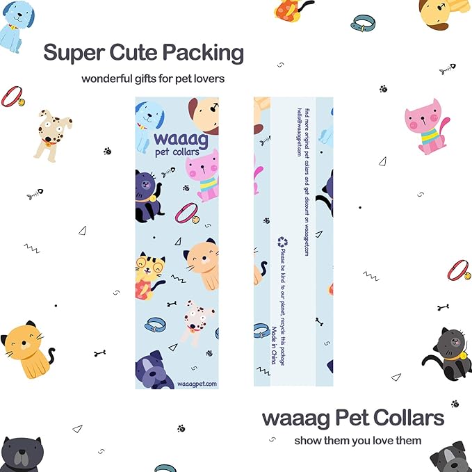 waaag Pet, Moons Stars Suns Dog Collar Cat Collar, Multiple Designs Crescent Celestial Dog Cat Collar Leash Harness
