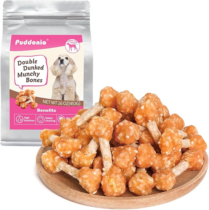 Dog Treats, Chicken Wrapped Rice Dumbbells Bones, Teeth Cleaning Rawhide Dog Chews for Puppy and Small Dogs, 16oz