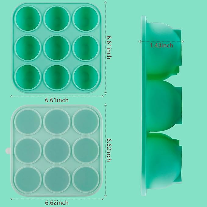 9 Cavities Silicone Dog Treat Mold with Lid for Woof Pupsicle & Power Chewer Pupsicle,Frozen Dog Silicone Molds for Making Refill Popsicle Treats 25-75 lbs & Up (Large with Lid)