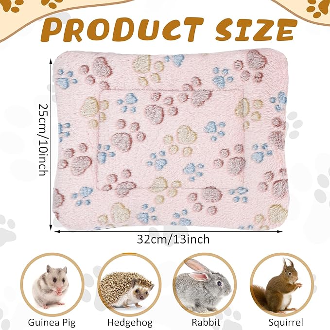 Tuanse 4 Pack Ultra Soft Dog Cat Bed Mat Small Animal Guinea Pig Bed with Cute Print Reversible Fleece Dog Crate Kennel Pad Cozy Washable Thickened Hamster Pet Beds Mat(13 x 10 Inches,Light Brown)
