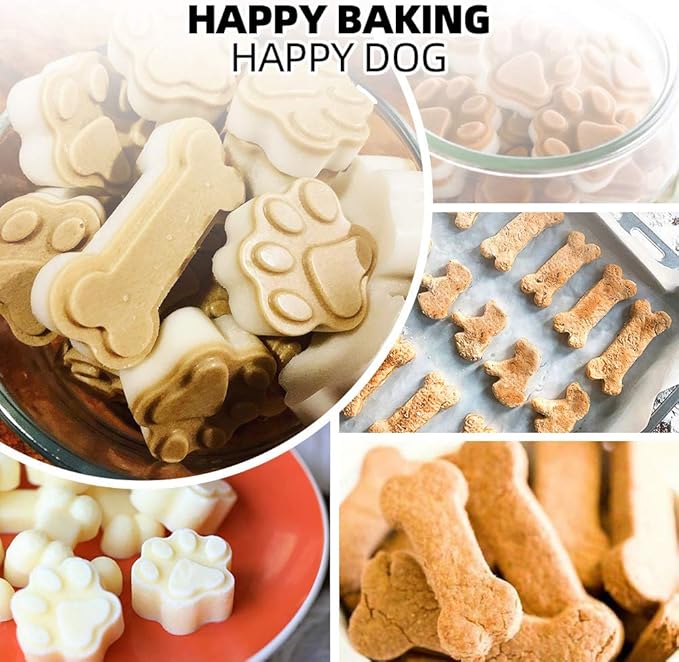55 Pcs Dog Lovers Gifts, Make Your Own Dog Treats Kit, Including Bone Cookie Cutter and Silicone Molds, Bags, etc.