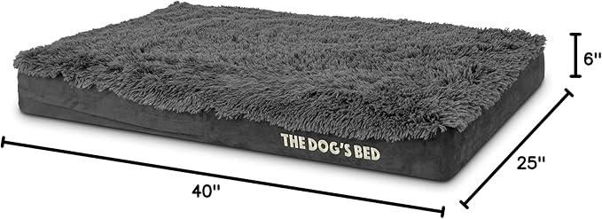 The Dog’s Bed Orthopedic Memory Foam Dog Bed for Large Dogs, Waterproof Washable Cover, Anti-Slip Base, Calming Surface – CertiPUR-Certified Foam, Grey Fur, 6 Inch Thick