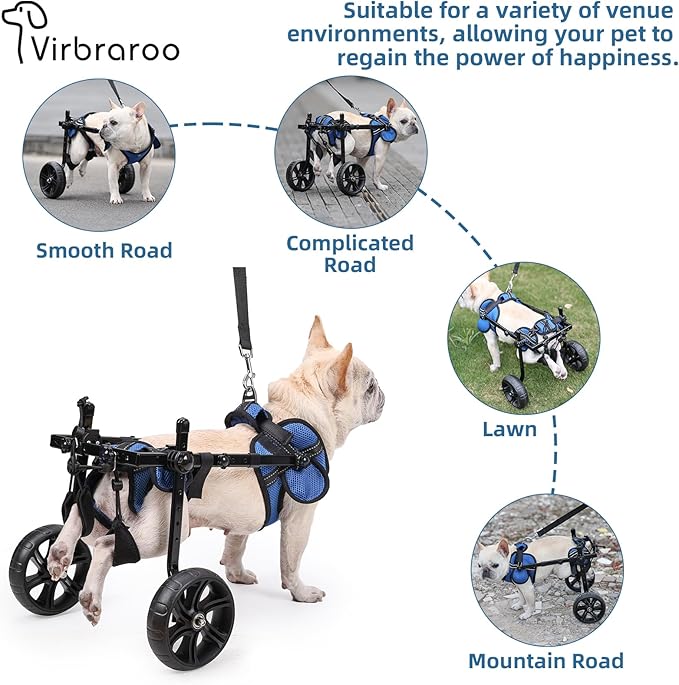 Dog Wheelchair for Back Legs with Upgraded All-Terrain Tires & Durable Bearings, Adjustable Dog Wheelchair, Reflective Safety Design for Disabled or Injured Small Dogs