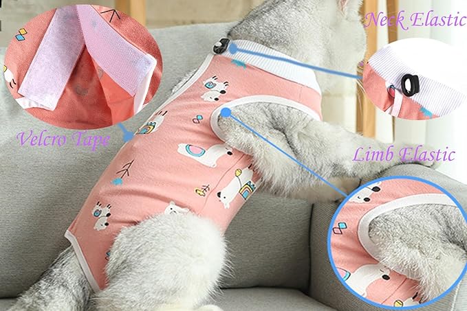 Cat Recovery Suit Female Kitten Onesie for Cats After Surgery Female Spay Surgical Abdominal Wound Skin Diseases Cone Collar Soft Alternative Wear (Alpaca, L)