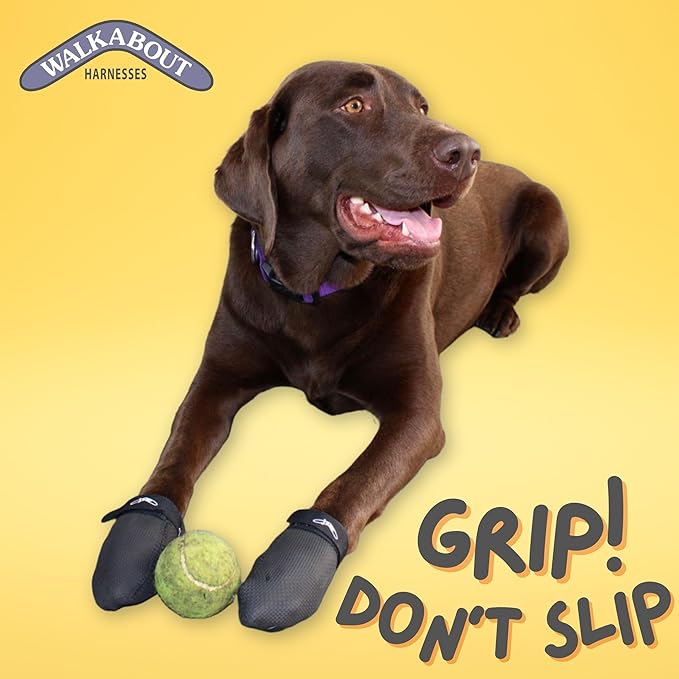 WALKABOUT JAWZ Traction Booties – Anti-Slip Dog & Cat Paw Protectors for Slippery Hardwood Floors, Lick Sores, Senior Pet Grip Boots to Treat Muscle Weakness, Arthritis, IVDD, CCL, TPLO Recovery (XS)
