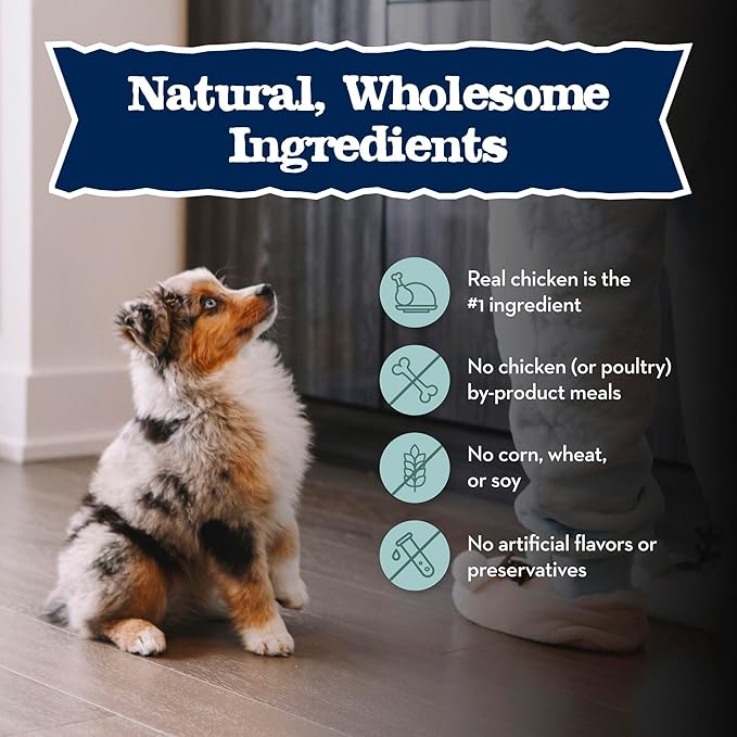 Blue Buffalo Baby Blue Natural Dry Food for Puppies, Healthy Growth Formula with DHA, High-Protein Savory Chicken Recipe, 20-lb. Bag
