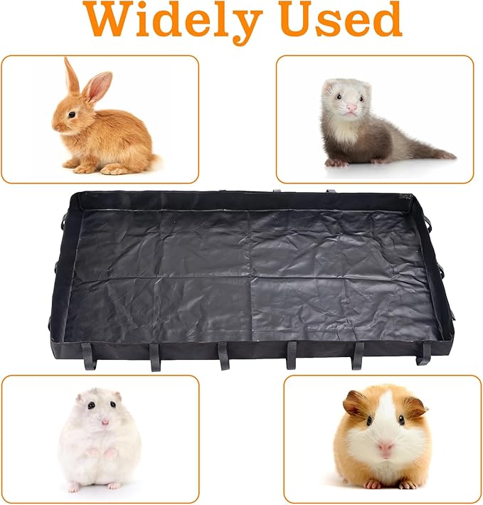 Guinea Pig Cage Bottom Tarp for C&C Grids Habitat Cage Panel, 47x24 inches Guinea Pig Cage Liner Base, Washable Small Animal Cage Bedding for Rabbits Hamsters Hedgehogs Ferrets Small Pets(No Cage)