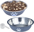 kathson 2 Pack Stainless Steel Dog Bowls,6" Spill Proof Metal Dog Food Bowls,Nonslip Rubber Bottom Pet Food and Water Bowl Set,Puppy Dishes Feeder for Medium Small Dogs,Grey