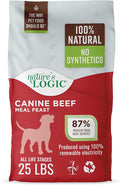Nature's Logic Dry Dog Food - 100% Natural - No Synthetics - for All Ages, Sizes, Breeds - Free from Common Allergens, High Protein - Beef Meal Feast, 25lbs