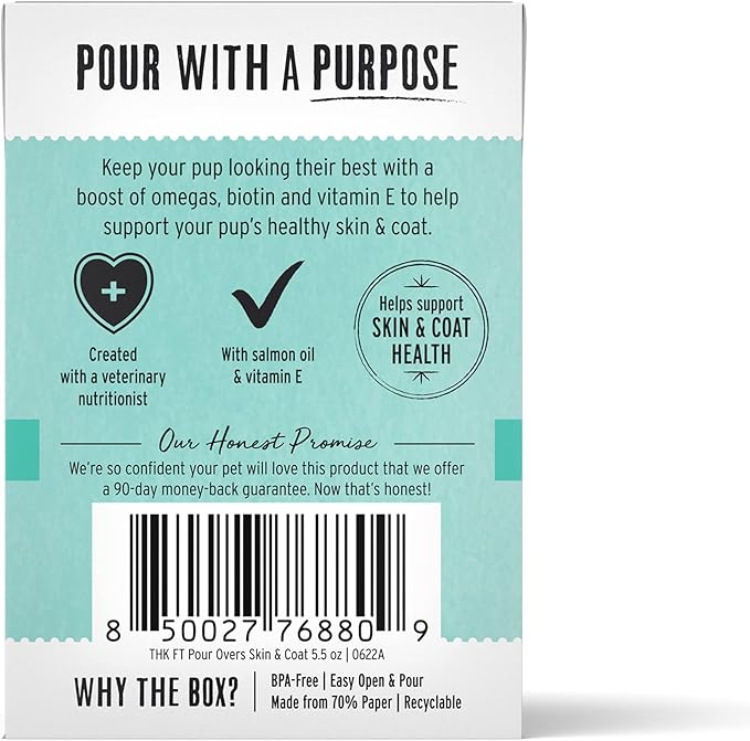 The Honest Kitchen Human Grade Functional Pour Overs: Skin & Coat - Salmon Stew Dog Food Topper, 5.5 oz x12