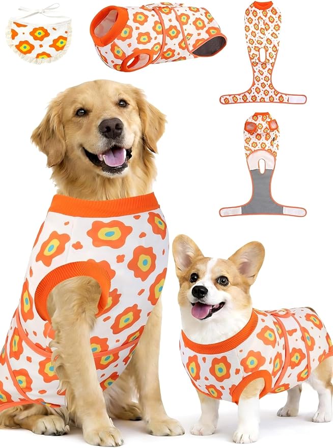 Dog Surgery Recovery Suit, E-Collar & Cone Alternative, Surgical Onesie for Dogs Female Male After Spayed Neutered, Soft Body Suits Post Spay Neuter, Large Pet Anti Licking Abdominal Wounds Onesies, L