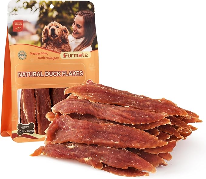 Duck Jerky Tenders w/1% Taurine, Natural Duck Jerky Strips Dog Treats, Dog Training Rewards Snacks High Protein Easy to Digest, Rawhide-Free, Gluten-Free, for All Life Stage Dogs,10.58 oz