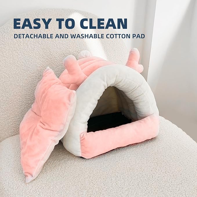 Guinea Pig Hideout, Warm Bed for Guinea Pig,Rabbits, Chinchillas, Guinea Pig Bed, Cozy Small Animal Winter Shelter (Pink, Small)