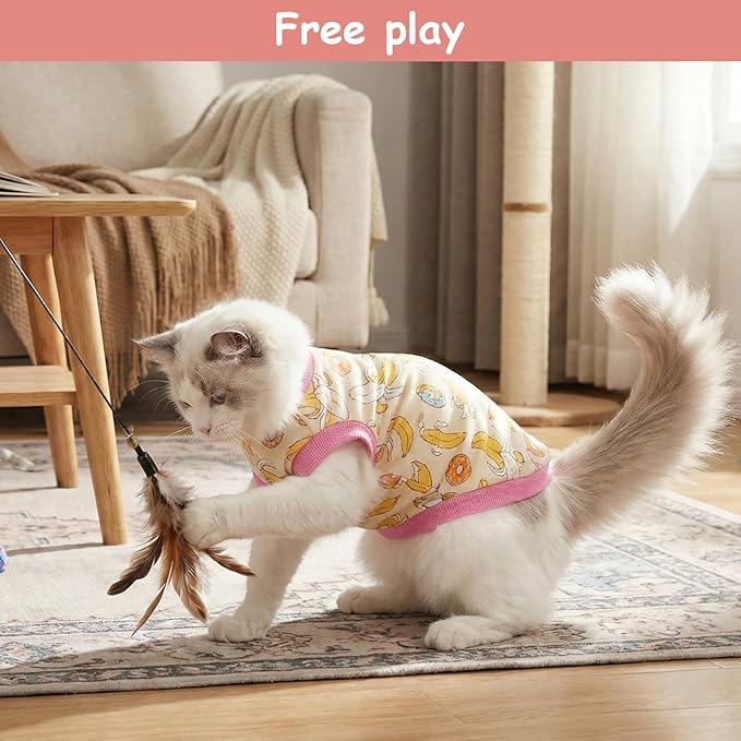 FEimaX Cat Surgery Recovery Suit Cat Onesie for Cats After Surgery Spay Surgical Cone of Shame Alternative Surgical Spay Suit for Female Cat, Post-Surgery or Skin Diseases Protection