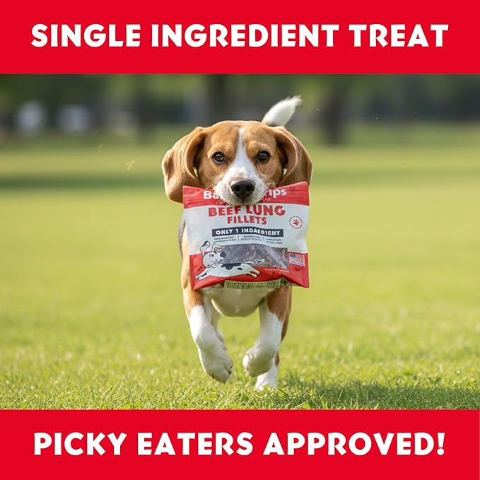 Barkin Burger Strips Made of Only Beef Lung Fillets Grain-Free Dog Digestive Support Single Ingredient Dog Treats Excellent high Reward trainging Jerky Treats Made in USA