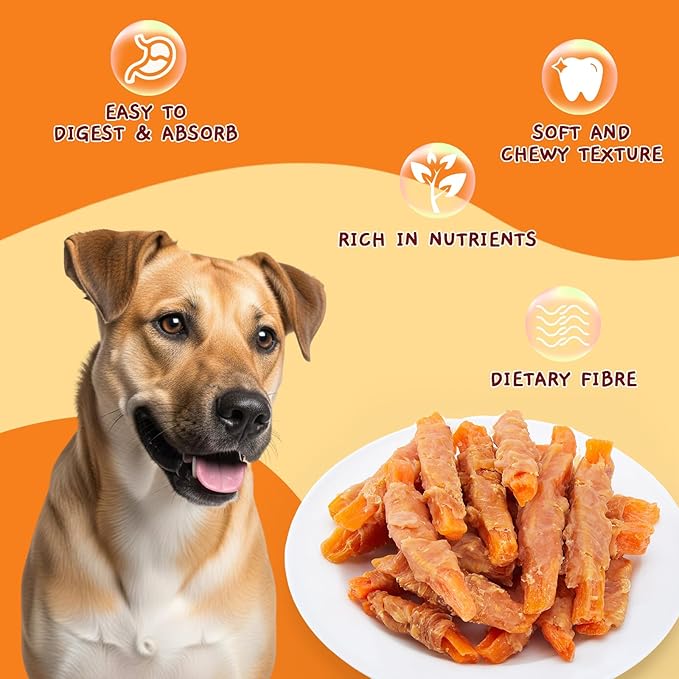 Jungle Calling 21.2 oz Dog Treats for Medium/Large Breeds Rewards - Chicken Wrapped Sweet Potato, Grain Free, Rawhide Free, Easy to Digest Treat Chews & Training Treats