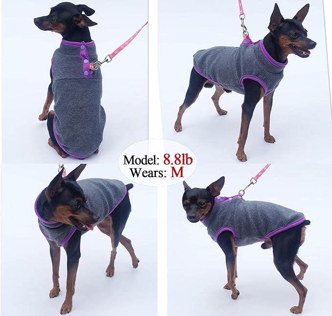 2 Pack Dog Vest Sweaters, Winter Warm Puppy Jacket, Fleece Coat Clothes, Pet Stretch Apparel with Buttons for Small Dogs Cats (Small)