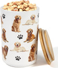 Greenline Goods Premium Dog Treat Ceramic Canister Set – Golden Retriever Airtight Canister for Fresh Treats, Ceramic Jar & Containers with Lids, Farmhouse Canisters, Ideal Kitchen Canisters