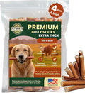 4 Pack 6 Inch Jumbo Bully Sticks for Large Dogs – 100% Beef Pizzle, Single Ingredient Rawhide-Free Dental Chews, Long Lasting Natural Dog Treats for Power Chewers