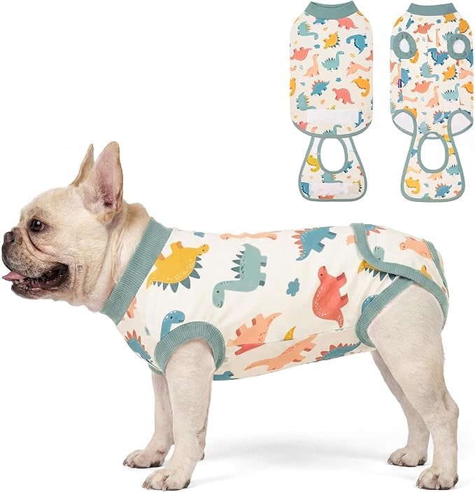 cyeollo Dog Surgery Recovery Suit, Spayed Neuter Body Suit for Female Male Dogs, Soft Small Onesie for Dogs After Surgery, E-Collar & Cone Alternative, Anti-Licking Wound Surgical Suit, Dinosaur M