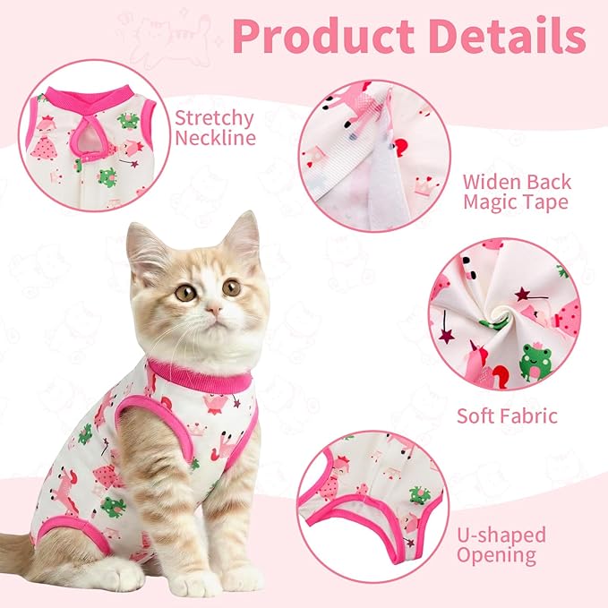 Cat Recovery Suit Cat Onesie for Cats After Surgery, Breathable Cats Surgery Recovery Suit for Female Spay & Abdominal Wounds, Kitten Surgical Onesie Body Suit Anti Licking Cone Alternative