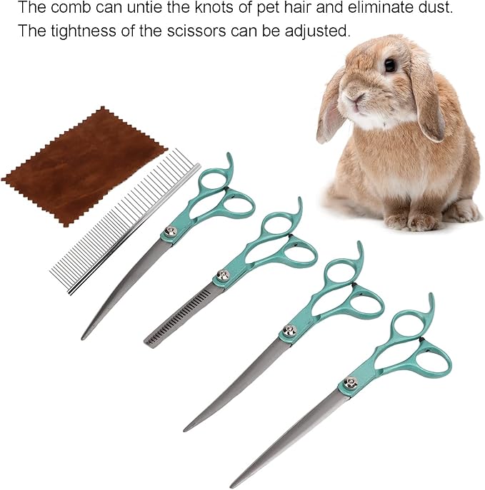 Dog Grooming Kit,Pet Grooming Scissors Set Color Paint Split Scissors Rabbit Hair Trimming Stainless Steel Set for Dogs Cats Rabbits (Green)