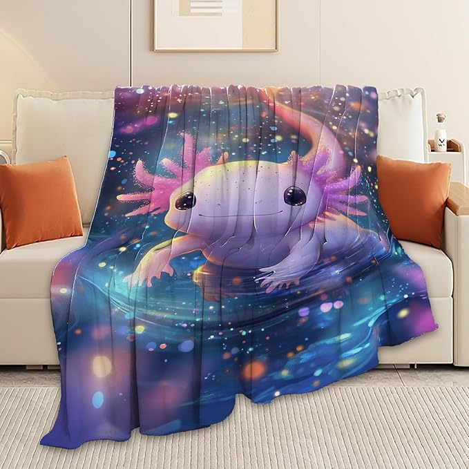 Axolotl Throw Blanket Axolotl Stuff Gifts for Kids Girls Boys Adults Women Man Soft Cozy Warm Plush Fluffy Fuzzy Fleece Blanket Decor 40''X50''