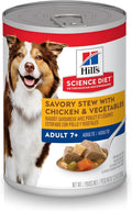 Hill's Science Diet Adult 7+ Senior Wet Dog Food, Savory Stew with Chicken & Vegetables in Gravy, 12.8 oz. Cans, 12-Pack