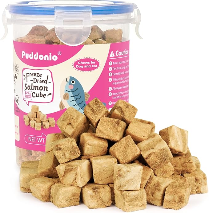 Freeze Dried Dog & Cat Treats – Single Ingredient Salmon, High Protein Training Treats & Food Topper, 3.5 oz