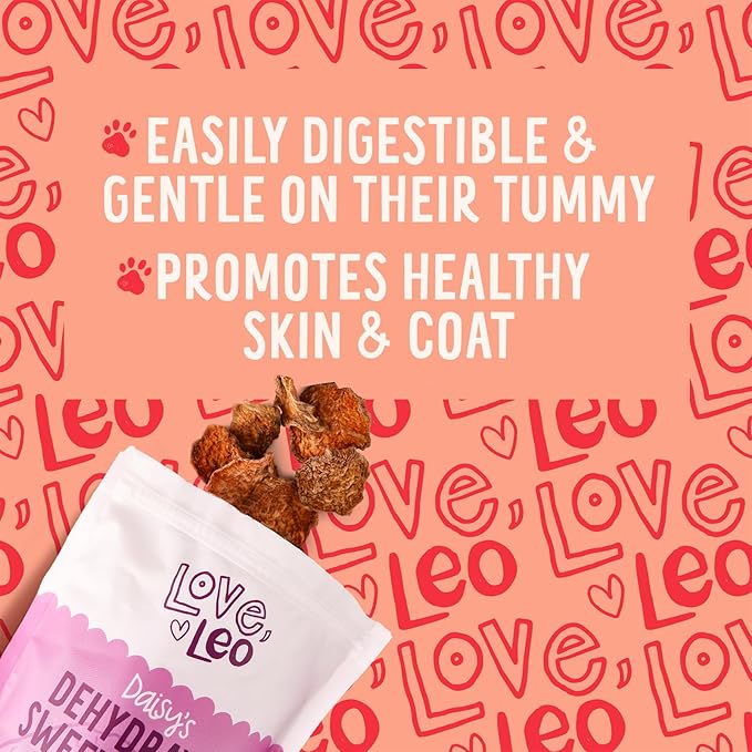 Love Leo Dehydrated Sweet Potato Dog Treats (4 oz) - Single Ingredient Sweet Potato Treats for Dogs - 100% Natural, Grain-Free