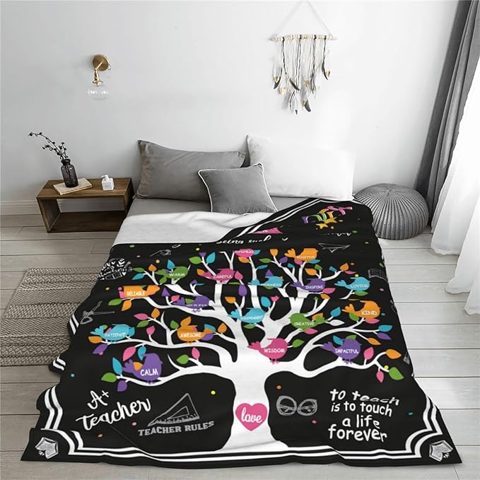 banonaty Best Teacher Blanket Teacher Throw Blankets Cozy Fleece Flannel Blanket Teacher Appreciation Gifts for Women Men Girls Adult for Couch Sofa Bed Decor 50"X60"