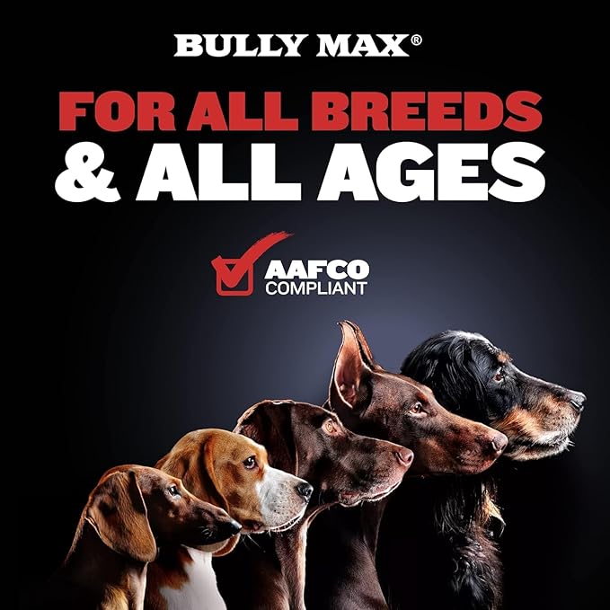 Bully Max High Protein & Fat Dog Food + Muscle Builder Tablets - Premium High-Calorie Dry Dog Food (40lb. Bag) with Chewable Muscle Support Supplement (3 Bottles, 60tabs/bottle) - For Puppies & Adults